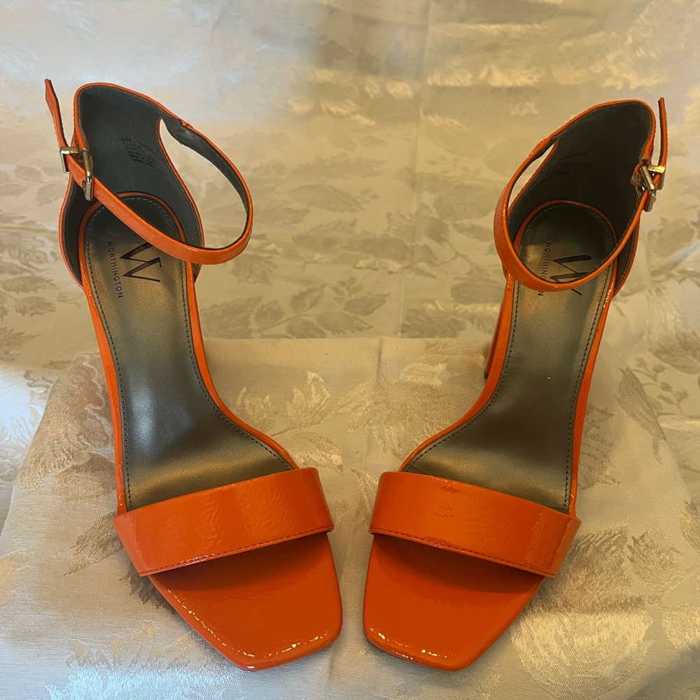 omen's Orange Strappy Heels size 8